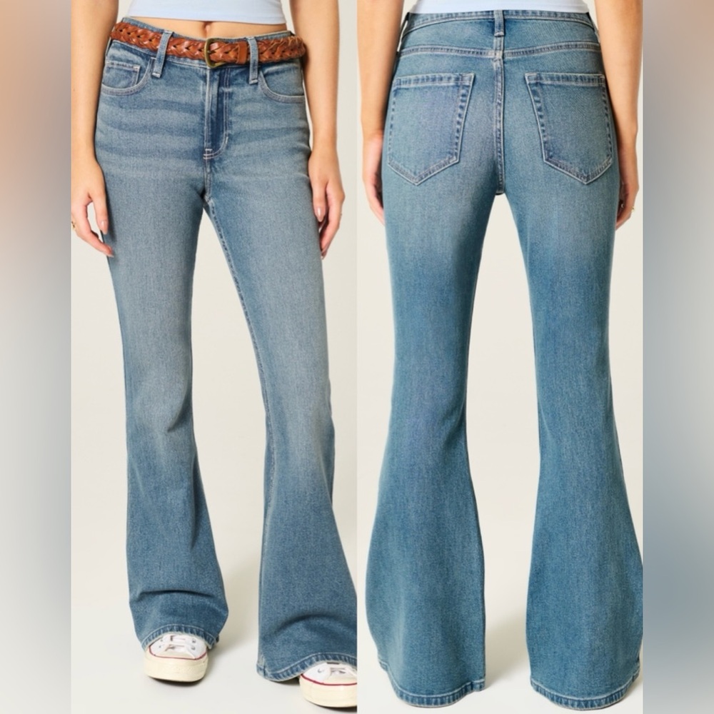 Hollister High Rise Medium Wash Flare Jeans